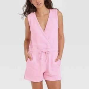 Universal Thread Pink Romper Sleeveless Tie Waist Women's Size Small